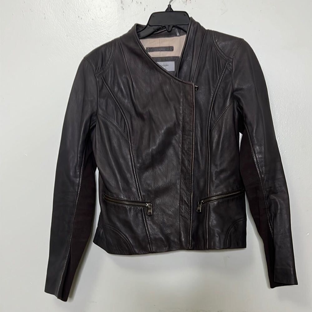 MARC BY MARC BROWN MOTO BIKER LEATHER JACKET‎ SIZE M